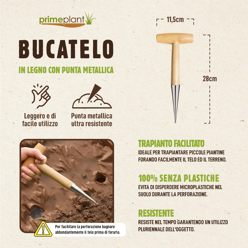 Wooden dibber with metal tip for easier transplants – durable and plastic-free
